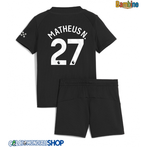 Maglie da calcio Manchester City Matheus Nunes #27 Seconda Maglia Bambino 2025-26 Manica Corta + Pantaloni corti)